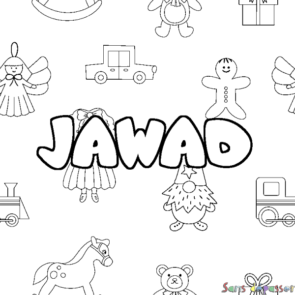 Coloriage prénom JAWAD - d&eacute;cor Jouets