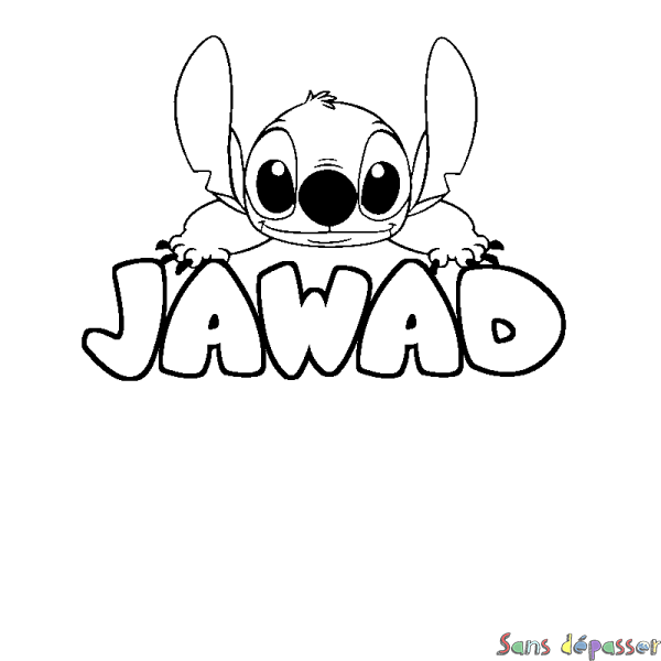 Coloriage prénom JAWAD - d&eacute;cor Stitch