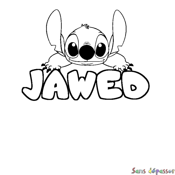 Coloriage prénom JAWED - d&eacute;cor Stitch