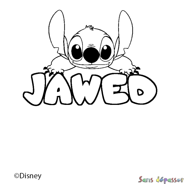 Coloriage pr&eacute;nom JAWED - d&eacute;cor Stitch