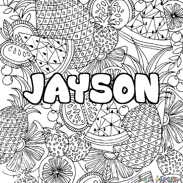 Coloriage prénom JAYSON - d&eacute;cor Mandala fruits