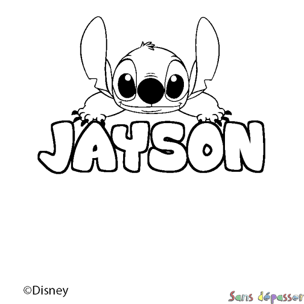 Coloriage pr&eacute;nom JAYSON - d&eacute;cor Stitch