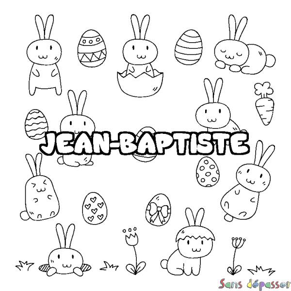 Coloriage prénom JEAN-BAPTISTE - d&eacute;cor Paques