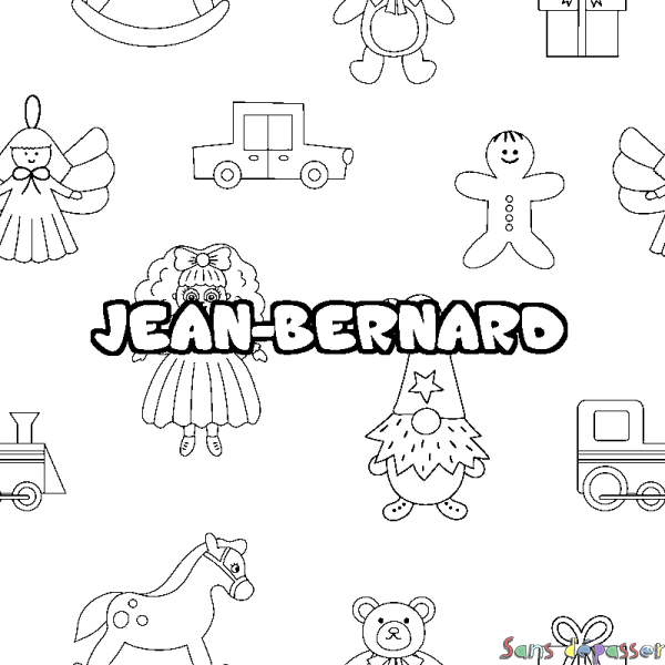 Coloriage prénom JEAN-BERNARD - d&eacute;cor Jouets