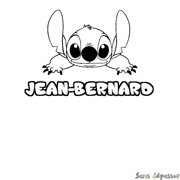 Coloriage prénom JEAN-BERNARD - d&eacute;cor Stitch