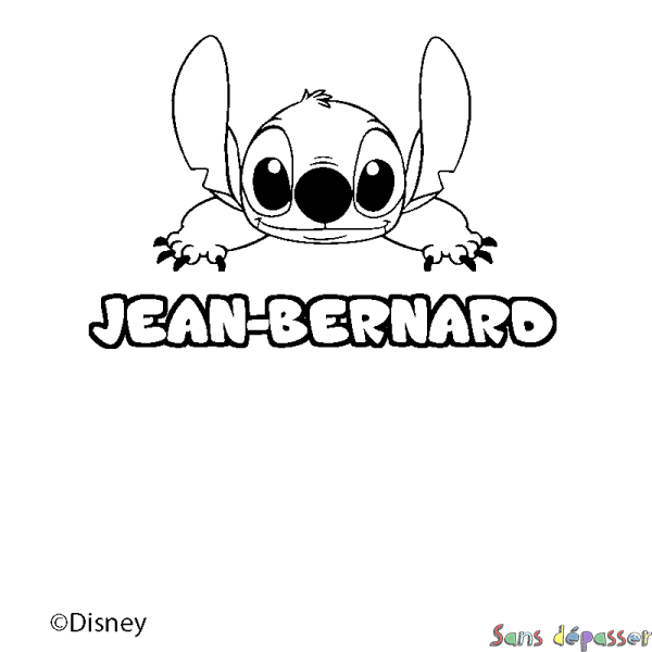 Coloriage pr&eacute;nom JEAN-BERNARD - d&eacute;cor Stitch