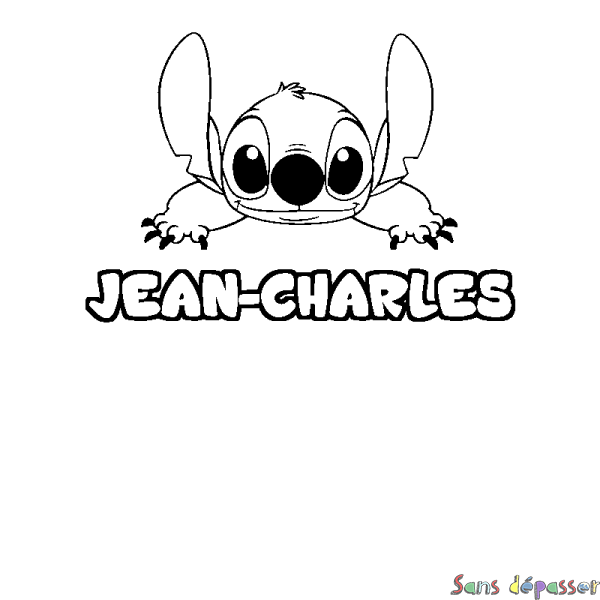 Coloriage prénom JEAN-CHARLES - d&eacute;cor Stitch
