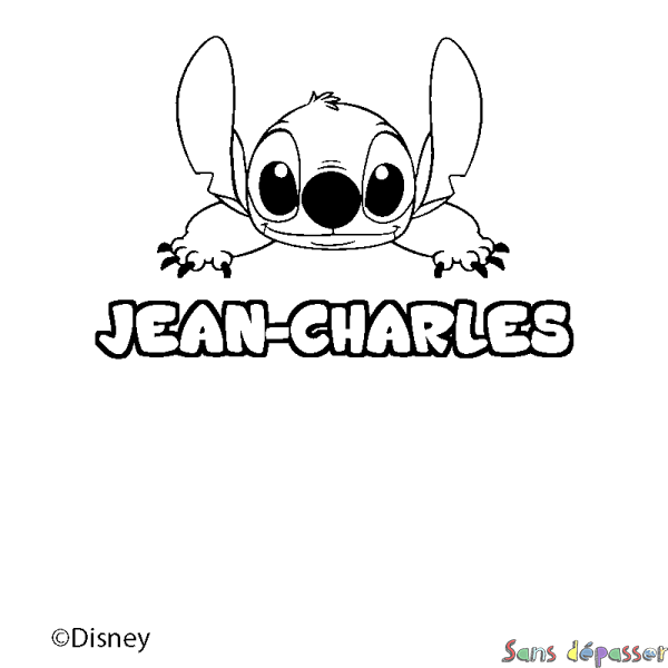 Coloriage pr&eacute;nom JEAN-CHARLES - d&eacute;cor Stitch