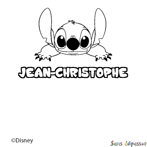Coloriage pr&eacute;nom JEAN-CHRISTOPHE - d&eacute;cor Stitch