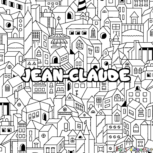 Coloriage prénom JEAN-CLAUDE - d&eacute;cor Ville