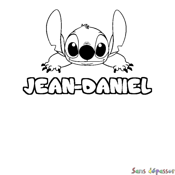Coloriage prénom JEAN-DANIEL - d&eacute;cor Stitch