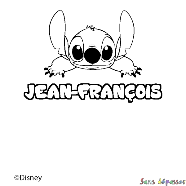 Coloriage pr&eacute;nom JEAN-FRAN&Ccedil;OIS - d&eacute;cor Stitch