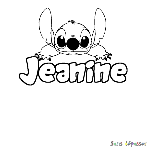 Coloriage prénom Jeanine - d&eacute;cor Stitch