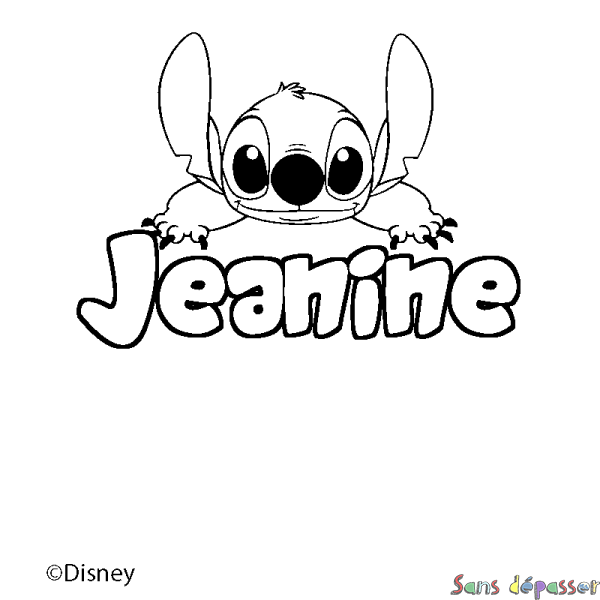Coloriage pr&eacute;nom Jeanine - d&eacute;cor Stitch