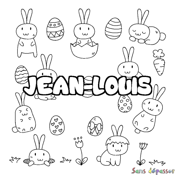 Coloriage pr&eacute;nom JEAN-LOUIS - d&eacute;cor Paques