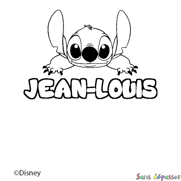 Coloriage pr&eacute;nom JEAN-LOUIS - d&eacute;cor Stitch