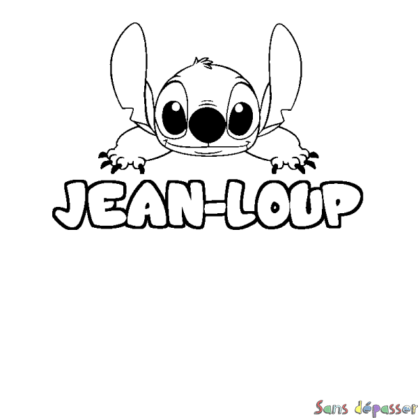 Coloriage prénom JEAN-LOUP - d&eacute;cor Stitch