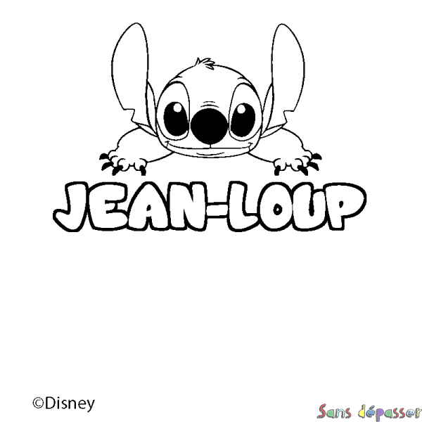 Coloriage pr&eacute;nom JEAN-LOUP - d&eacute;cor Stitch
