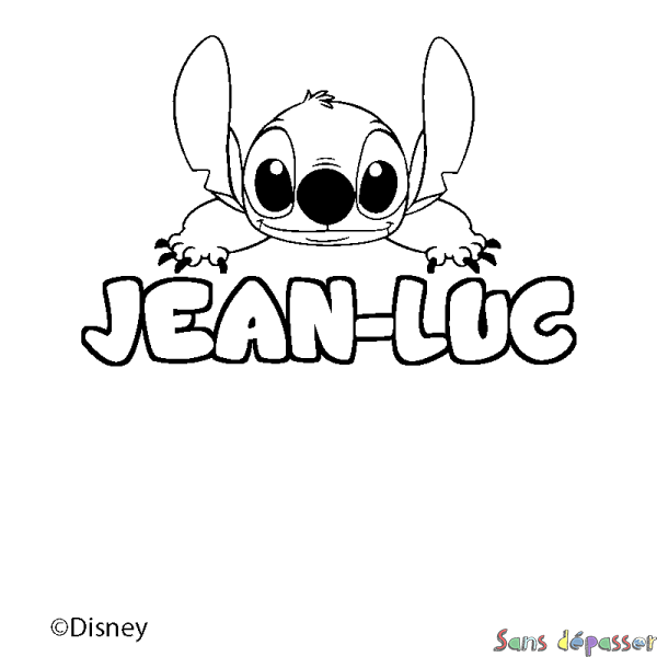 Coloriage pr&eacute;nom JEAN-LUC - d&eacute;cor Stitch