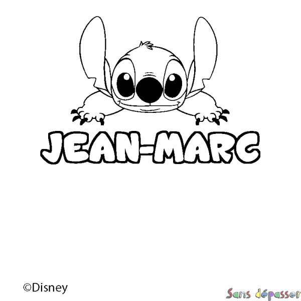 Coloriage pr&eacute;nom JEAN-MARC - d&eacute;cor Stitch