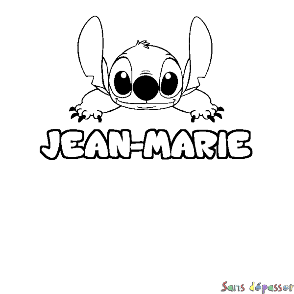 Coloriage prénom JEAN-MARIE - d&eacute;cor Stitch