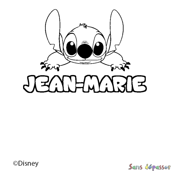 Coloriage pr&eacute;nom JEAN-MARIE - d&eacute;cor Stitch