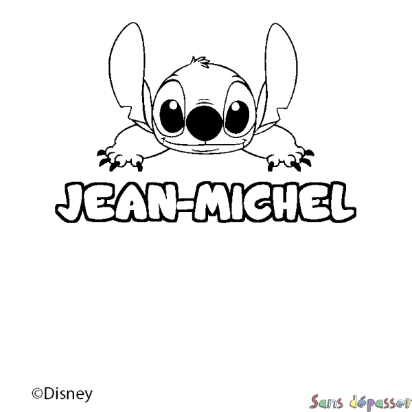 Coloriage pr&eacute;nom JEAN-MICHEL - d&eacute;cor Stitch