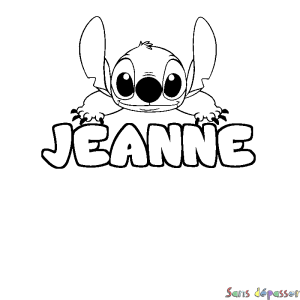 Coloriage prénom JEANNE - d&eacute;cor Stitch