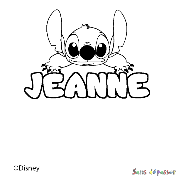 Coloriage pr&eacute;nom JEANNE - d&eacute;cor Stitch