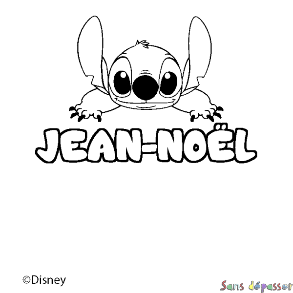 Coloriage pr&eacute;nom JEAN-NO&Euml;L - d&eacute;cor Stitch