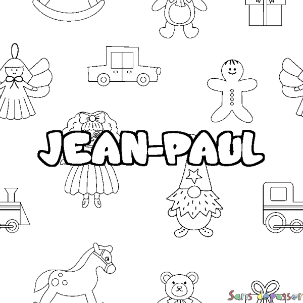 Coloriage pr&eacute;nom JEAN-PAUL - d&eacute;cor Jouets