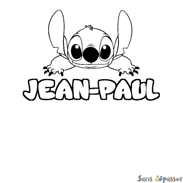 Coloriage prénom JEAN-PAUL - d&eacute;cor Stitch