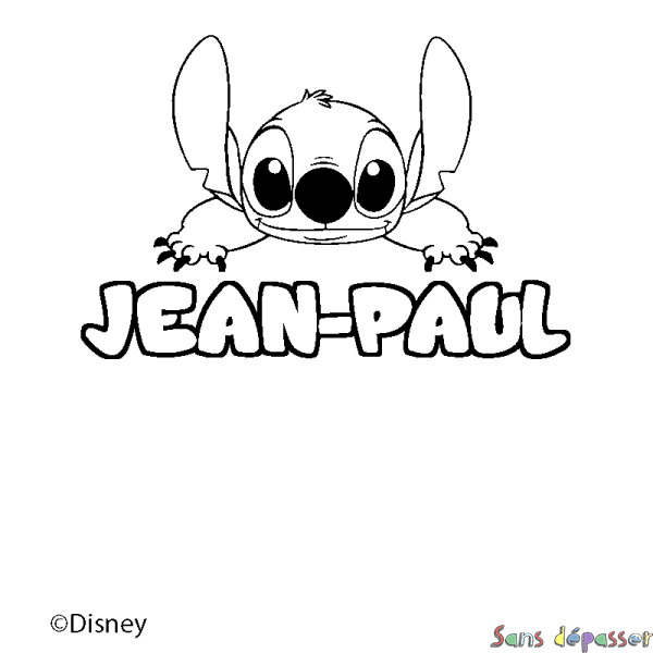 Coloriage pr&eacute;nom JEAN-PAUL - d&eacute;cor Stitch