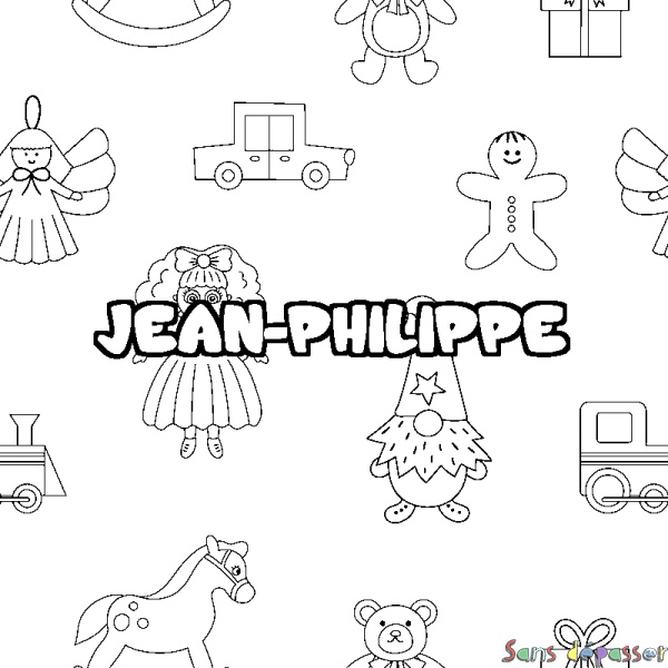 Coloriage prénom JEAN-PHILIPPE - d&eacute;cor Jouets
