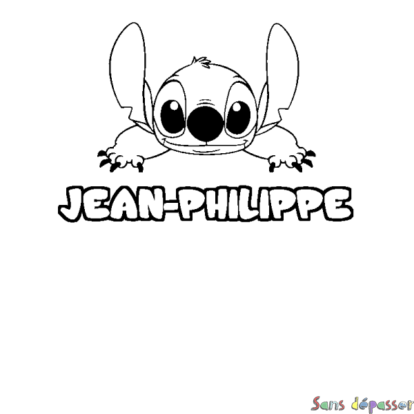 Coloriage prénom JEAN-PHILIPPE - d&eacute;cor Stitch