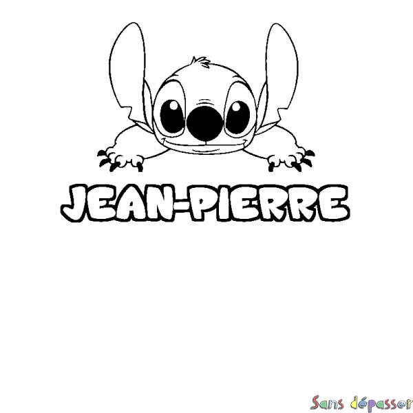 Coloriage prénom JEAN-PIERRE - d&eacute;cor Stitch