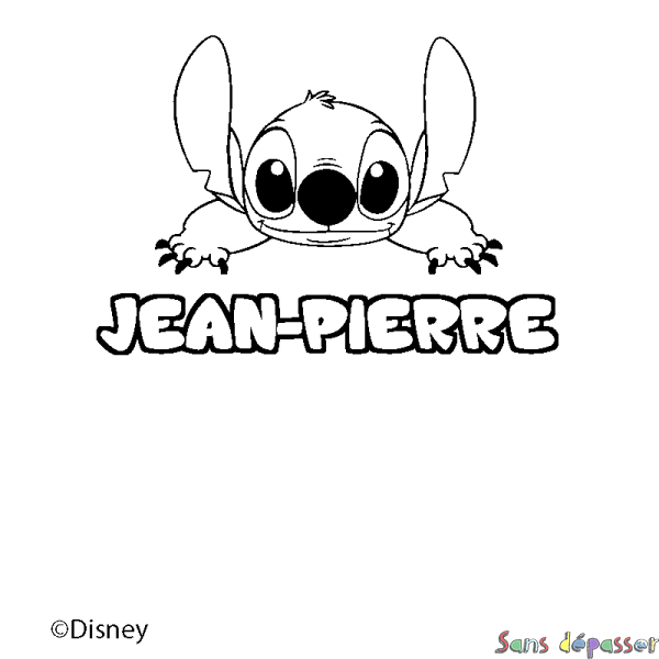Coloriage pr&eacute;nom JEAN-PIERRE - d&eacute;cor Stitch