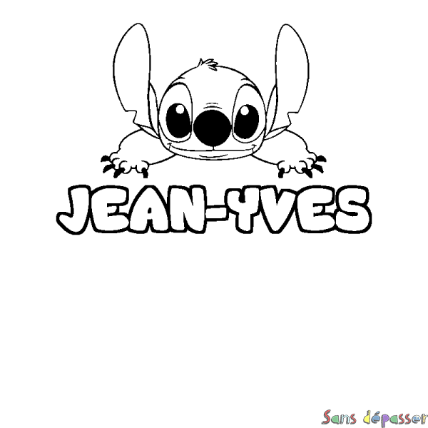 Coloriage prénom JEAN-YVES - d&eacute;cor Stitch