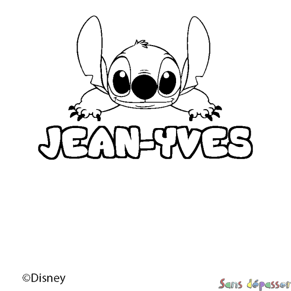Coloriage pr&eacute;nom JEAN-YVES - d&eacute;cor Stitch