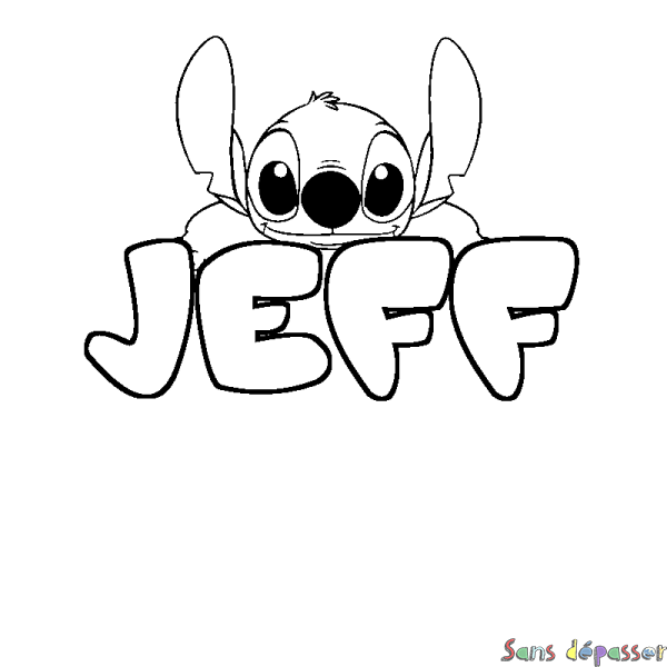 Coloriage prénom JEFF - d&eacute;cor Stitch