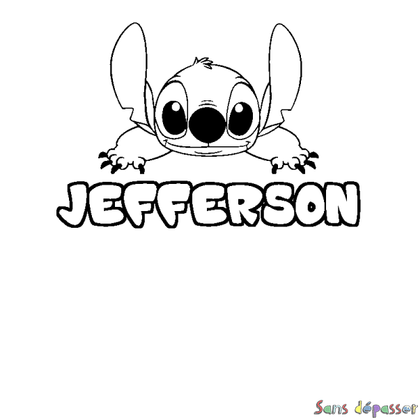 Coloriage prénom JEFFERSON - d&eacute;cor Stitch