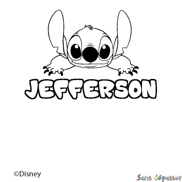 Coloriage pr&eacute;nom JEFFERSON - d&eacute;cor Stitch