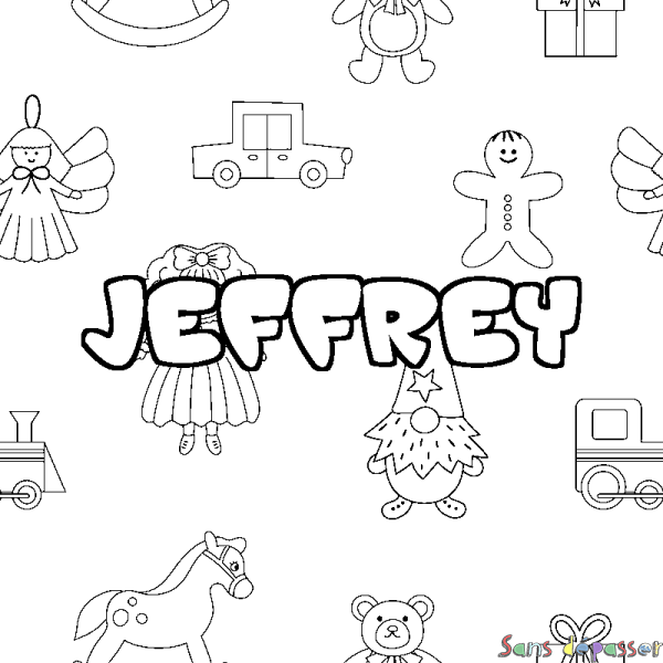 Coloriage prénom JEFFREY - d&eacute;cor Jouets