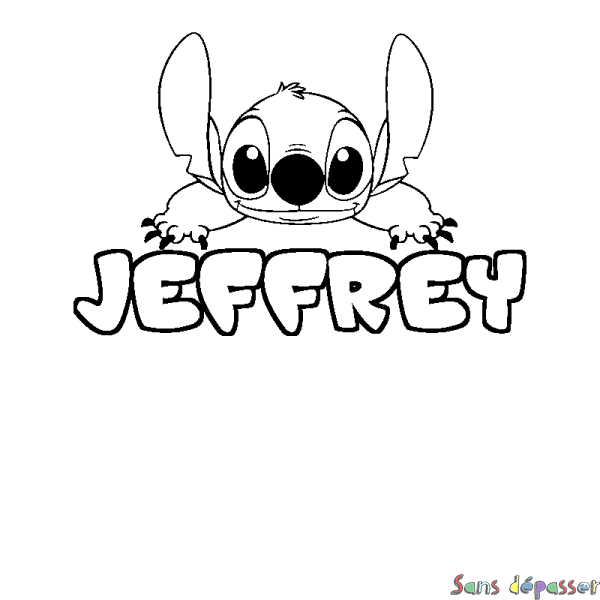 Coloriage prénom JEFFREY - d&eacute;cor Stitch