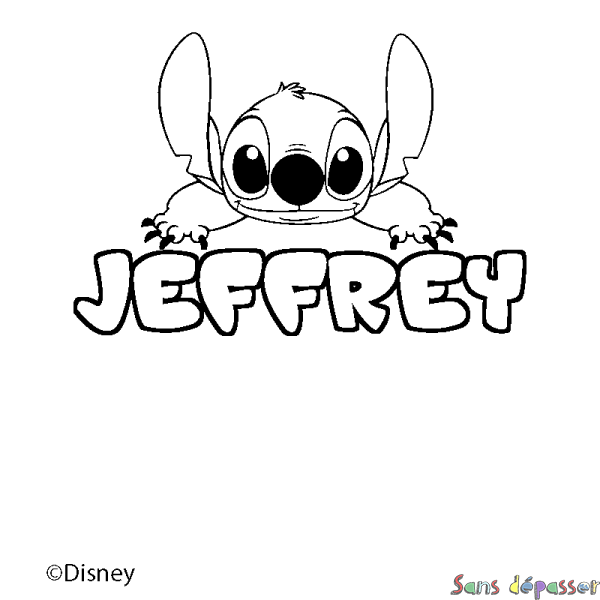 Coloriage pr&eacute;nom JEFFREY - d&eacute;cor Stitch