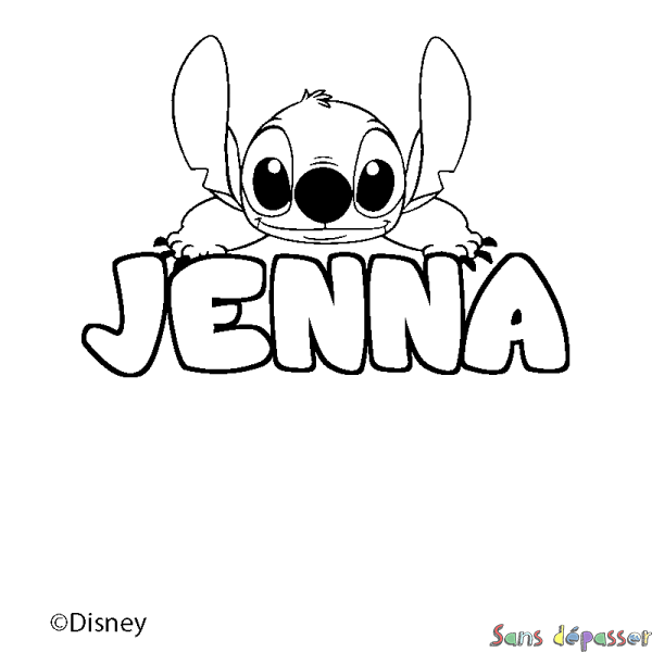 Coloriage pr&eacute;nom JENNA - d&eacute;cor Stitch