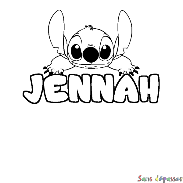 Coloriage prénom JENNAH - d&eacute;cor Stitch