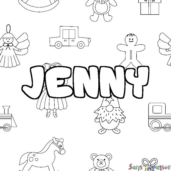 Coloriage prénom JENNY - d&eacute;cor Jouets