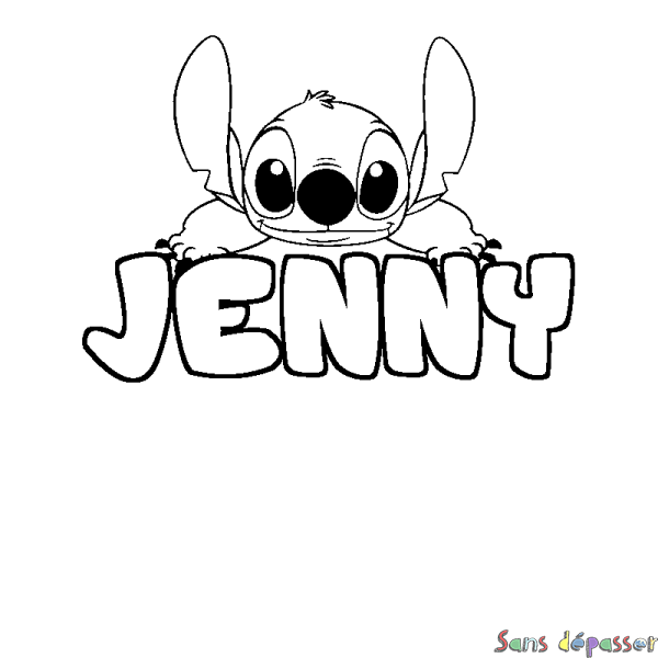 Coloriage prénom JENNY - d&eacute;cor Stitch