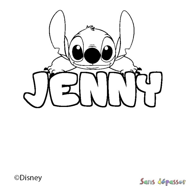 Coloriage pr&eacute;nom JENNY - d&eacute;cor Stitch